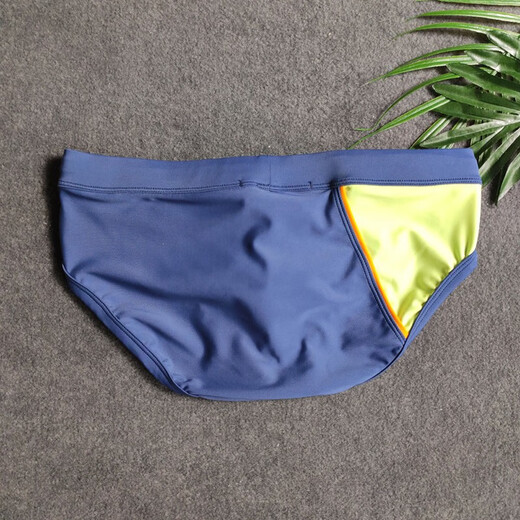 UXH men's briefs, color matching, simple style design, comfortable pants, nylon fabric, swimming pool, ocean beach, dark blue 2XL