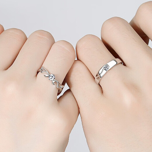 MZMZ Platinum Moissanite Angel Wings Couple Ring Platinum Pair of Rings Birthday Anniversary Gift for Girlfriend Light Luxury Style-Angel Wings Pair of Rings