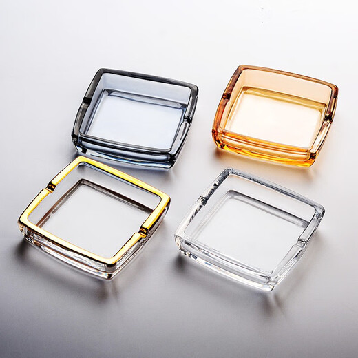 Manwei household windproof ashtray office business ashtray creative personality living room small simple glass ashtray bedroom anti-fly ash amber + transparent