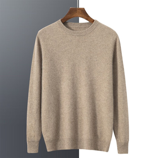 Mushi Herbst- und Winter -Herren -Kaschmirpullover 100% reine Kaschmirpullover Herrenrunde Nacken Feste Farbgestricke Basishemd PL014R100 Gao Ya Camel L.