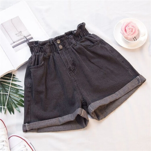 Xunliba Damen Sommer Ins Denim Shorts Frauen koreanischer Stil lose hohe Taille schlampige Hose mit breitem Bein. Weiß: 831 2xl Größe [135-150jin [Jin ist gleich 0,5 kg]]