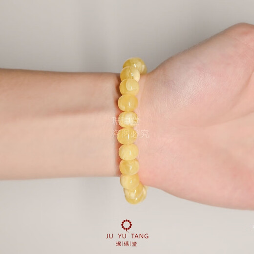 Caizhi Natural White Flower Beeswax Bracelet Old Type Bucket Beads Raw Stone Amber Single Circle Transfer Bracelet for Men and Women with Certificate Old Type White Flower Bracelet 10*8mm (with Certificate) 16.5cm