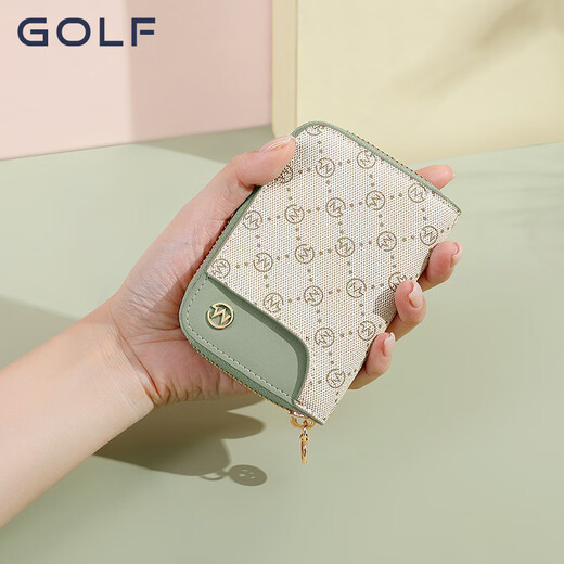 高尔夫（GOLF）卡包女印花多卡位女士零钱包包女包手拿包休闲百搭钱包 豆绿配灰绿