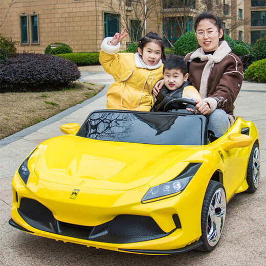 Teacher Ma two-seater children's electric car four-wheel remote control sports car extra large toy car for adults and twins red / leather table and chair / remote control bluetooth