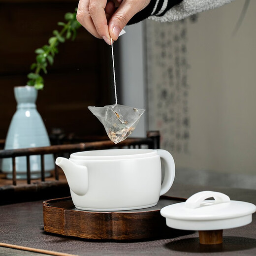 Yuquan Longmen, Dehua white porcelain teapot, mutton fat jade porcelain, plain-fired Hanwa pot, Kungfu tea set, large teapot, ceramic teapot, Hanwa pot (about 280ml_)