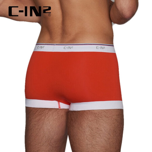 C-IN2 新品内裤男士平角短裤贴身棉质U凸低腰性感平角男6623AS 橙色613- 1条 M 适合2尺4-2尺5腰围(31-33码)