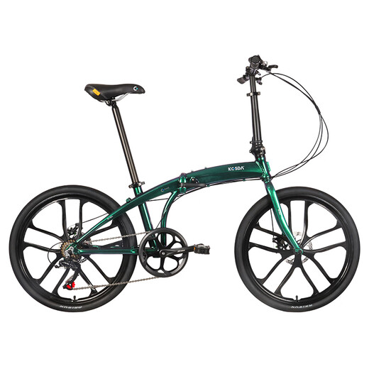 KOSDA 24-inch aluminum alloy portable ultra-light folding adult disc brake variable speed urban commuter one-wheel bicycle 24-inch-KS300-Chameleon Green 7-speed Shimano