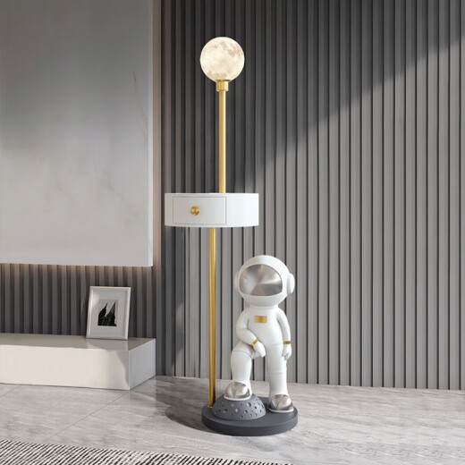 Op lamps floor lamp living room next to the sofa Nordic light luxury high-value with shelf drawer bedroom bedside table vertical astronaut drawer lunar version three-color dimming