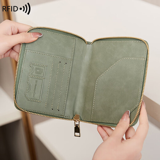 GPHF German new RFID anti-demagnetization passport bag cover zipper travel passport clip multi-function storage certificate bag card bag new dark blue