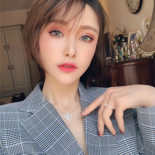 French four-leaf clover necklace for women, simple clavicle chain, light luxury diamond pendant, Christmas, Valentine's Day, birthday gift for girlfriend, full diamond four-leaf clover necklace, exquisite gift box + free engraving