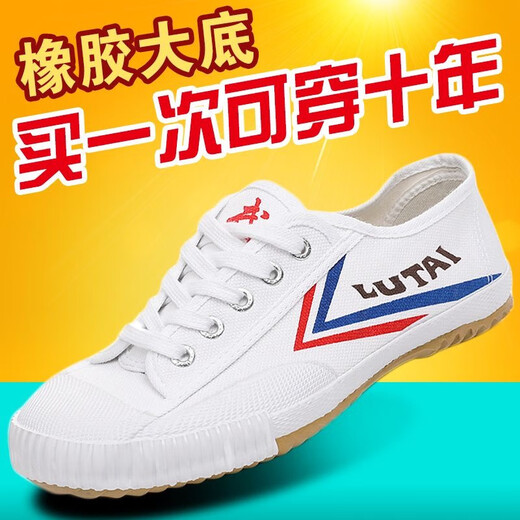 山东鲁泰武术鞋田径鞋运动工作鞋纯棉透气防臭军训鞋学生鞋软底鞋 9902白色 40