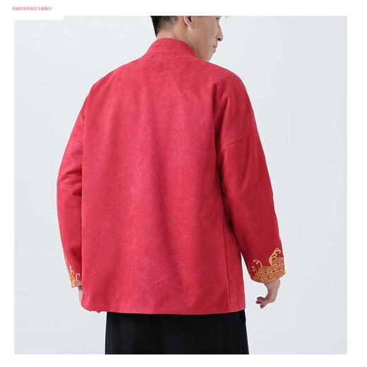 
Green Trendy Tang suit men's jacket jacquard Chinese style cotton and linen embroidery casual large size Zhongshan suit buckle Hanfu trend red Y1047 3XL