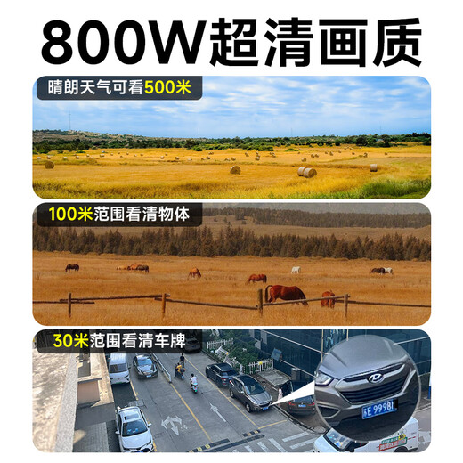 CONRING太阳能摄像头监控器家用室外360度无死角带全彩夜视追踪户外无电无网 双太阳能板【三画面同时观看】