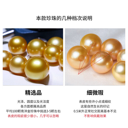 Haitong selected thick gold 18K gold South Sea gold bead pearl pendant single piece Pipa language seawater pearl necklace gold 12-13mm almost flawless