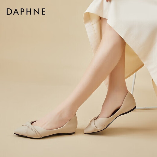 Daphne Single -Schuhe für Frauen im Sommer speicherte Zehen Temperament Flache Schuhe bequem und vielseitige Frauenschuhe 4022101132 Beige 38
