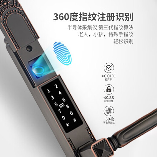Singea思歌庭院户外双面防水指纹锁别墅大门双开密码锁门禁遥控智能门锁 C728E-青春灰 单面 包安装