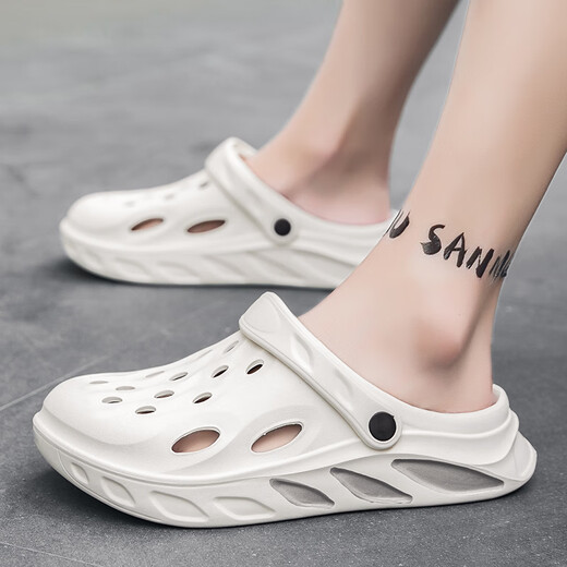 Wuxi hole shoes men wear anti-slip operating room bag-toe slippers soft sole stylus for boys beach sandwiches WY692 gray 42 [42-43 same size]