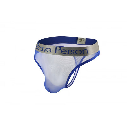 ROSELEX confidential delivery men's sexy underwear sexy fully transparent mesh thong gay gay U convex light blue L