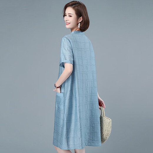 LEDIALYI (LEDIALYI) 2025 summer women's clothing new fashionable and fashionable middle-aged casual dress small mid-length skirt summer pink XL (recommended 135-145Jin [Jin equals 0.5 kg])