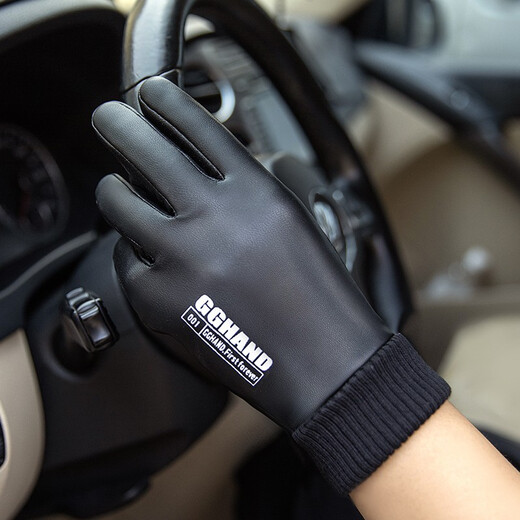 Zhugang Half Finger Gloves for Men and Women Winter Warm Anti-Slip Fingerless Cycling Driving Waterproof Plus Velvet Fishing Takeaway Cycling Outdoor Leather Two Finger-Men's Style