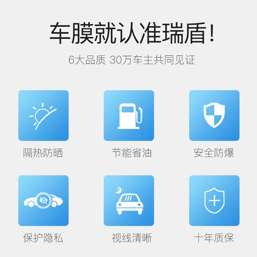 Ruidun (RUIDUN) car film, car film, car film, heat insulation, explosion-proof, sun protection film, front windshield film, black privacy film, RD70 ice blue front + RD30 phantom black side rear, all car films are available