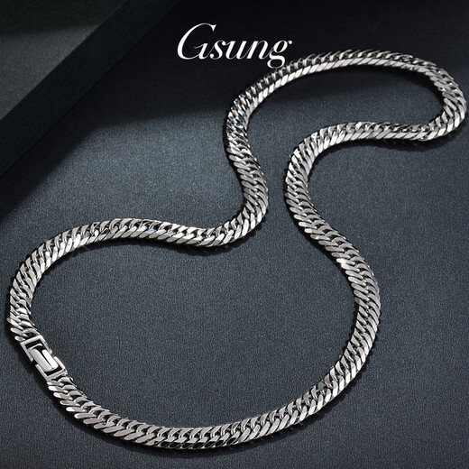 GsunG platinum necklace men's atmospheric PT950 double set horsewhip chain Xiping chain platinum men's necklace Cuban clasp chain about 60 grams customized priced by the gram