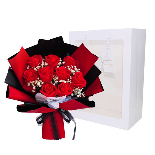 Take time to confess your love, Gypsophila bouquet, immortal roses, carnations and dried flowers as a birthday and Valentine’s Day gift for your girlfriend and best friend, 9 red roses (send lamp + gift bag + greeting card)