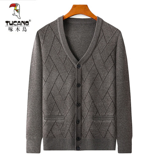Specht (Tucano) Pullover für Männer mittleren Alters und ältere langärmelige Strickjacke Daddy-Anzug mit V-Ausschnitt Wollpullover Jacke Winter Kleidung K9 mittelgroßes Gray 190/4XL Empfohlen 180210jin [Jin gleich 0,5 kg]