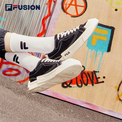 Fila Fusion Herrenschuhe Pop Canvas Schuhe Trendy Marken Herren trendy Board Schuhe Street Fotografie Sport Casual Schuhe Männer Black-Bk 40