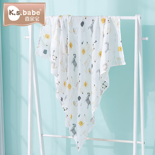 Xiqinbao baby towel swaddle towel anti-shock single layer gauze blanket bath towel 115*130cm cm animal park
