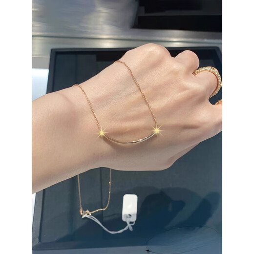 Fat Donglai same style 18k gold smile necklace AU750 smiling face for women 18k rose gold full of diamonds light luxury color gold Zhao Lu small rose gold