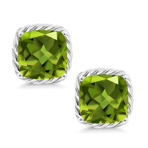 GEM STONE KING 3.4 Carat Green Peridot Earrings 10K Gold Classic Princess Colorful Earrings for Girlfriend’s Birthday Gift Green Olive