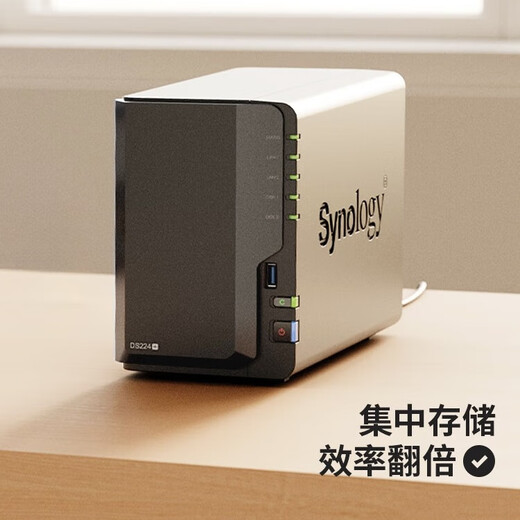 群晖（Synology）DS224+ 四核心 2盘位NAS 网络存储服务器 企业级私有云盘 磁盘阵列 局域网团队办公 文件共享备份  DS224+升级6G【2G+4G原装内存】