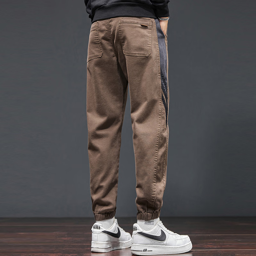 真维斯（Jeanswest）春秋季休闲裤男士宽松潮流拼色哈伦裤运动百搭工装百搭束脚长裤子 888深灰常规 XL