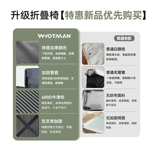 沃特曼(Whotman)户外折叠椅凳子露营装备桌椅钓鱼写生椅马扎火车高铁