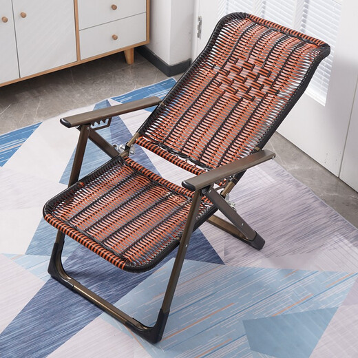 DianHUI (DIANHUI) office lunch break chair rattan lounge chair sleeping chair outdoor beach chair elderly cloth chair summer cold chair deck chair back chair 2 fold flat feet rattan lounge chair