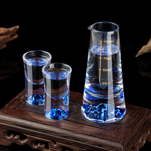 Baijie blue iceberg crystal white wine cup Chinese-style home with scale wine divider small wine glass spirit cup 1 pot 2 cups