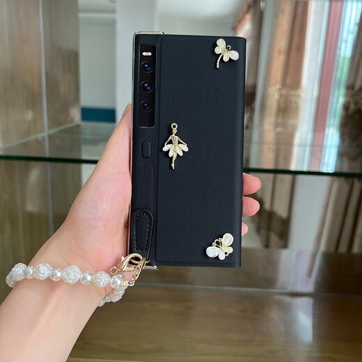 Lion Kai Shield [all-inclusive anti-fall] Huawei mateXs2 mobile phone case with leather cute ballet girl Xs2 mobile phone case folding screen mate collector's version bracelet [black-all-inclusive magnetic leather case] ballet girl Huawei mate Xs 2