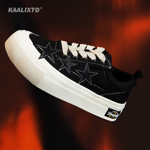
Kaalixto canvas shoes, trendy star shoes, national trend design, retro, popular versatile couples, star shoes, men and women, black 38