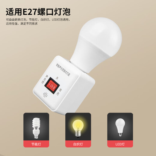 国际电工声光控感应灯座插头自动智能小夜灯带开关插电式220v人来即亮插座 声光控灯座+5W LED灯泡