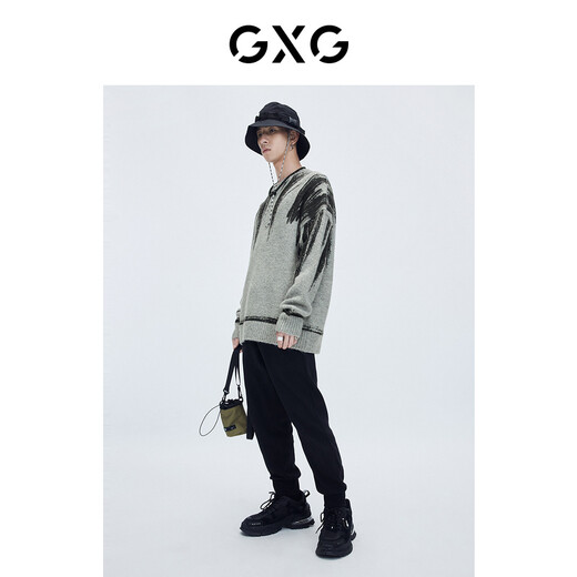 GXG Men's Winter Self-Travel Series Gray Round Neck Sweater Gray M