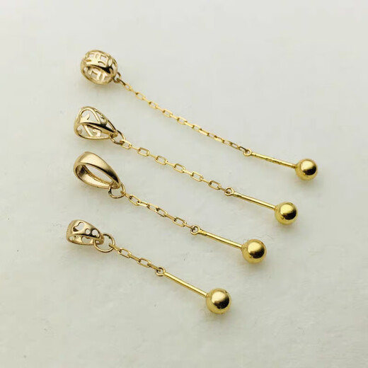 Gold fork 18k gold pendant buckle melon seed buckle through hole beads jade beads pearl jade pendant pendant pendant diy accessories small hollow (select beads within 10) pure 18K gold color one piece