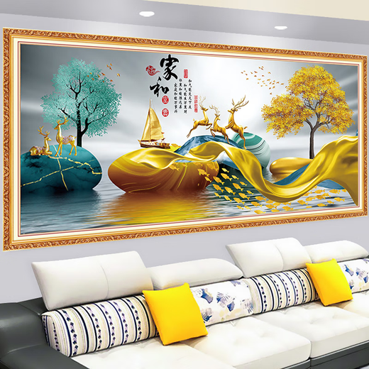 Dincmei Top-Creation Beauty Living Room Sofa Background Decoration Mur Painting Auto-Adhesive Wall Sticker Landscape Peinture 3D Maison tridimensionnelle en trois dimensions et tout Prosperity Wallpaper Mural 20. Flover Water fait de l'argent largeur 202cm-Height 89cm