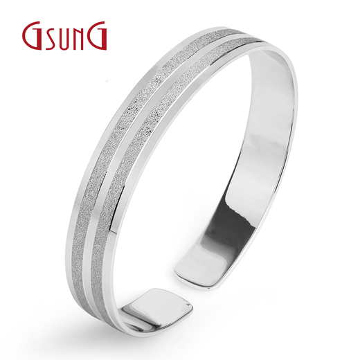 GsunG platinum PT950 men's nail sand bracelet solid double nail sand C-shaped women's bracelet glossy atmosphere simple style customized products contact customer service