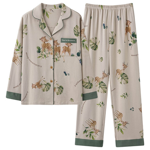 Modallo pajamas for women in spring and autumn pure cotton long sleeve middle-aged and elderly mothers' home clothes set 2025 new 9227 pure cotton new Autumn M 160 weight 80-100 Jin [Jin equals 0.5 kg]
