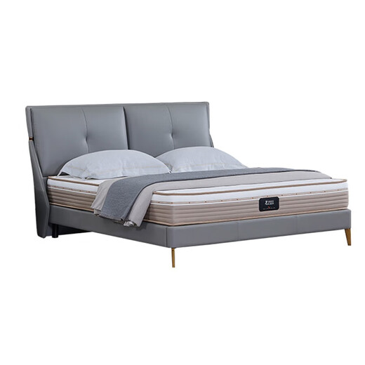 Yililan S22-E9276Z Dormitorio principal de alta calidad Bed de la cama de elefante Doble Bed Bed Bed Bed Bed Soft Leather Bed de cuero Gray 2000*1800