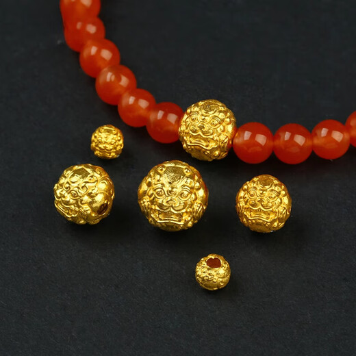 Suhan 18k gold handmade ancient gold Pixiu beads separated beads loose beads DIY jewelry bracelet braided rope beads beads material accessories about 5mm/single