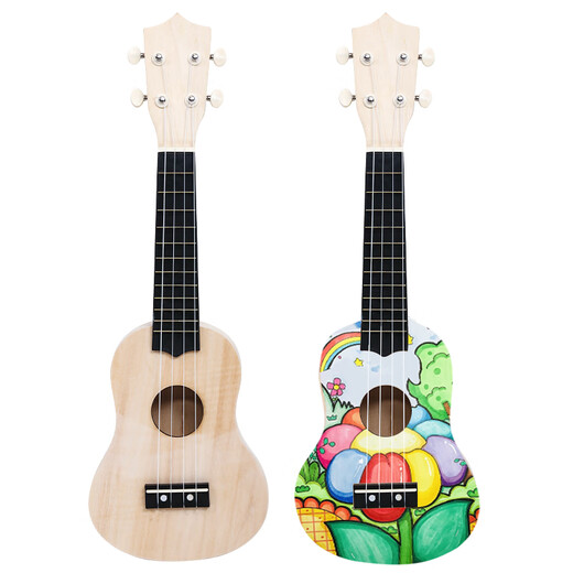 Test 68 versammelte Ukulele DIY kleine Gitarre handgefertigtes hausgemachtes Materialpaket Lackiert Handgezogene Zeichnung Doodle Wood 21 Zoll Rundkarton Set sechs 21 Zoll