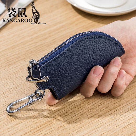 Kangourou (kangourou) Sac de clé de fermeture éclair créatif en cuir authentique pour la couche de tête pour hommes couverture clé de voiture de vache