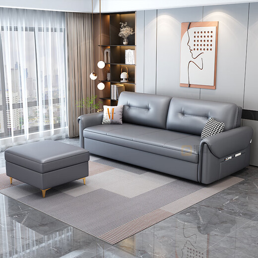 
Paicho simple technology cloth sofa bed folding dual-purpose small study room storage retractable single person pulling furniture outer diameter 2.22 meters storage model Coconut brown + latex version-tech cloth